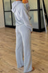 Half Zip Raglan Hoodie Thumbhole Wide Leg Pant Set